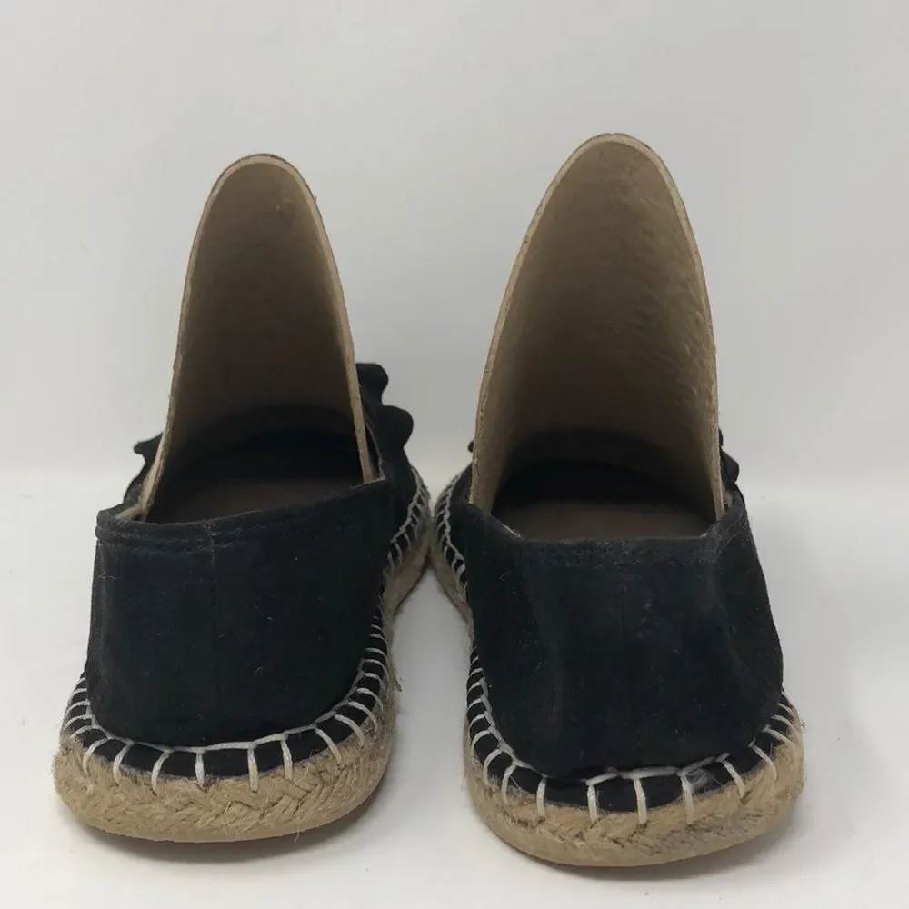 Time and Tru black, suede, ruffle espadrilles